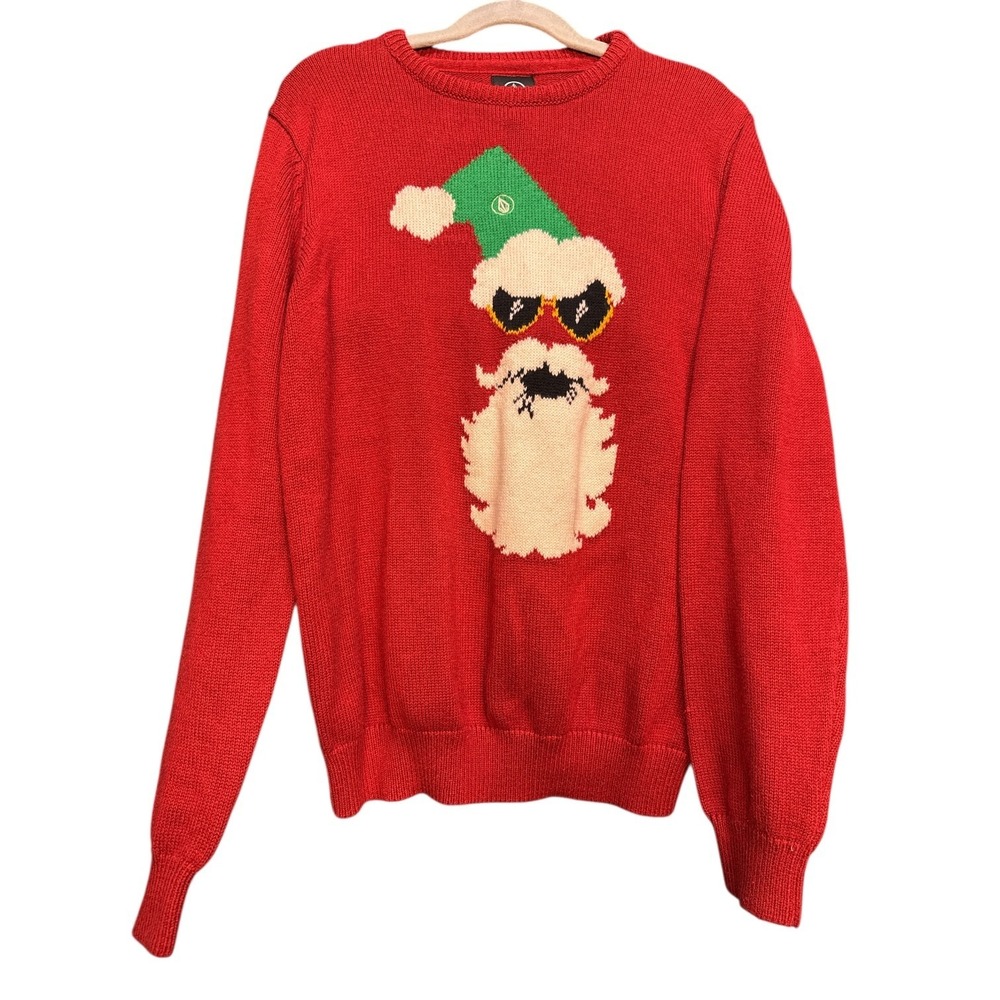 Volcom Santa Cozy Christmas Kids Dark Red Pullover Longsleeve Sweater Sz M/10Y‎